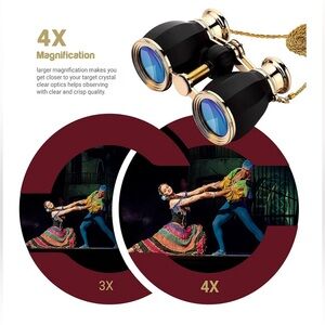 Black and Gold Opera Glasses it’s new Box are damage Alittle